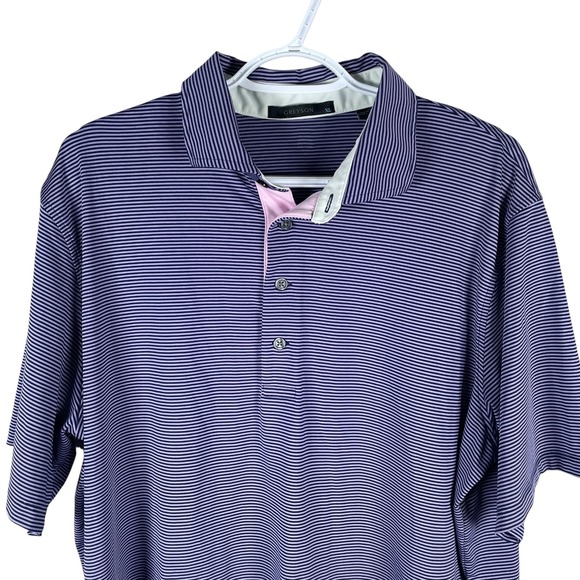Greyson Performance Golf Polo Shirt Mens XL Purple Striped Stretch Wicking Wolf - Picture 1 of 7